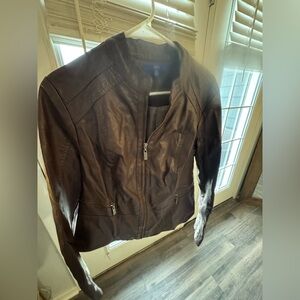 Women’s APT 9 Chocolate Brown  Faux Leather Jacket Size XL. Perfect Condition